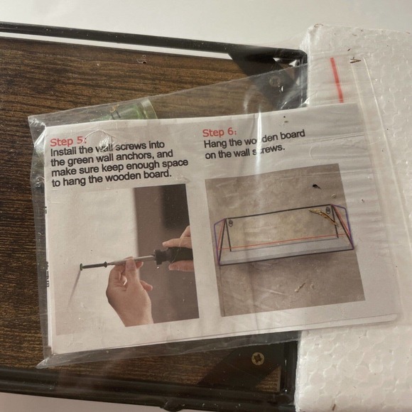 Floating Shelves Set Of 2 13” And 16” Long Pre-assembled Wood And Black Metal - Picture 5 of 9